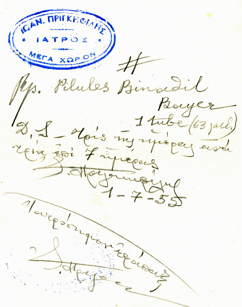 Prescription signed by I. Princephiles, MD, on July 1, 1955